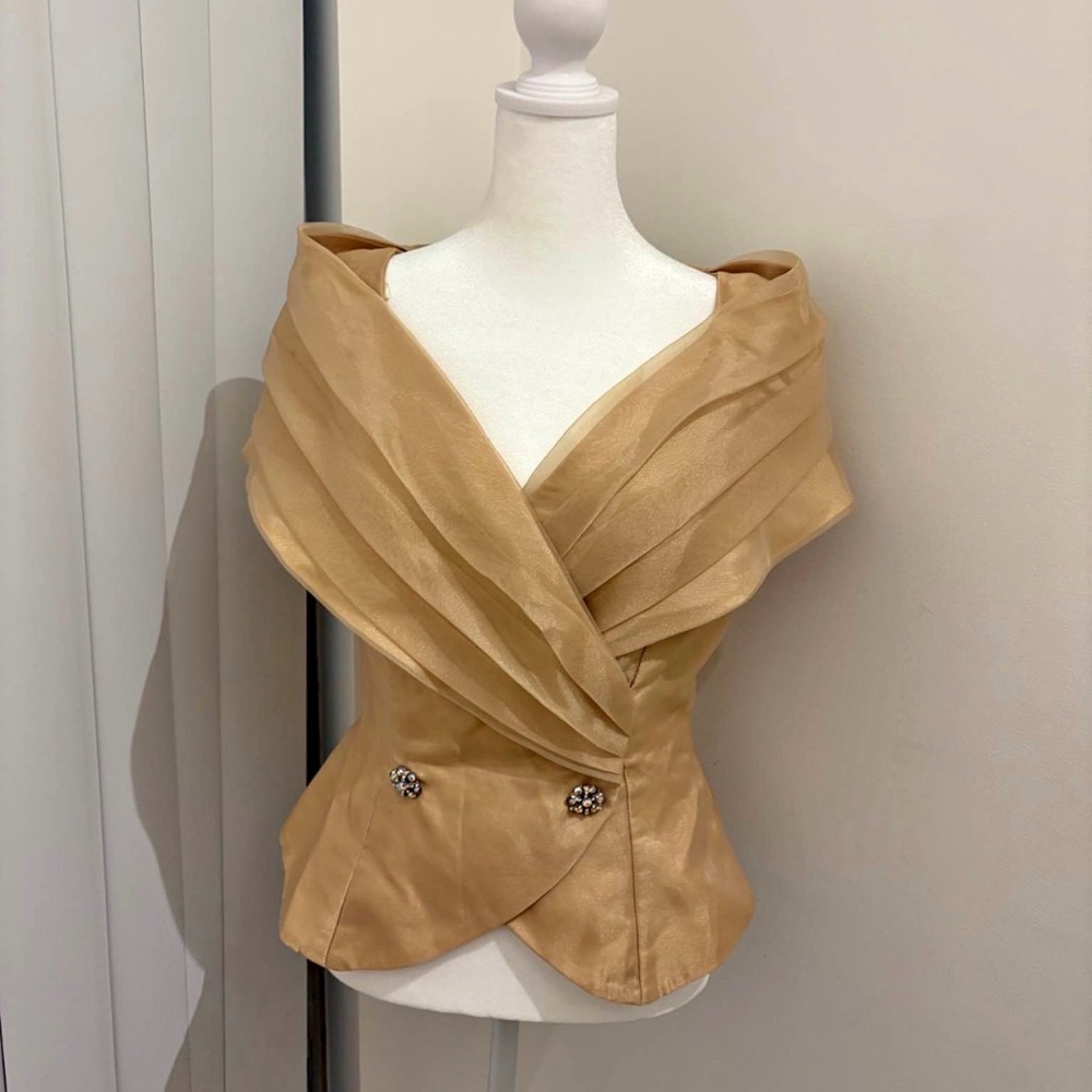 Elegant Gold Off-Shoulder Blouse